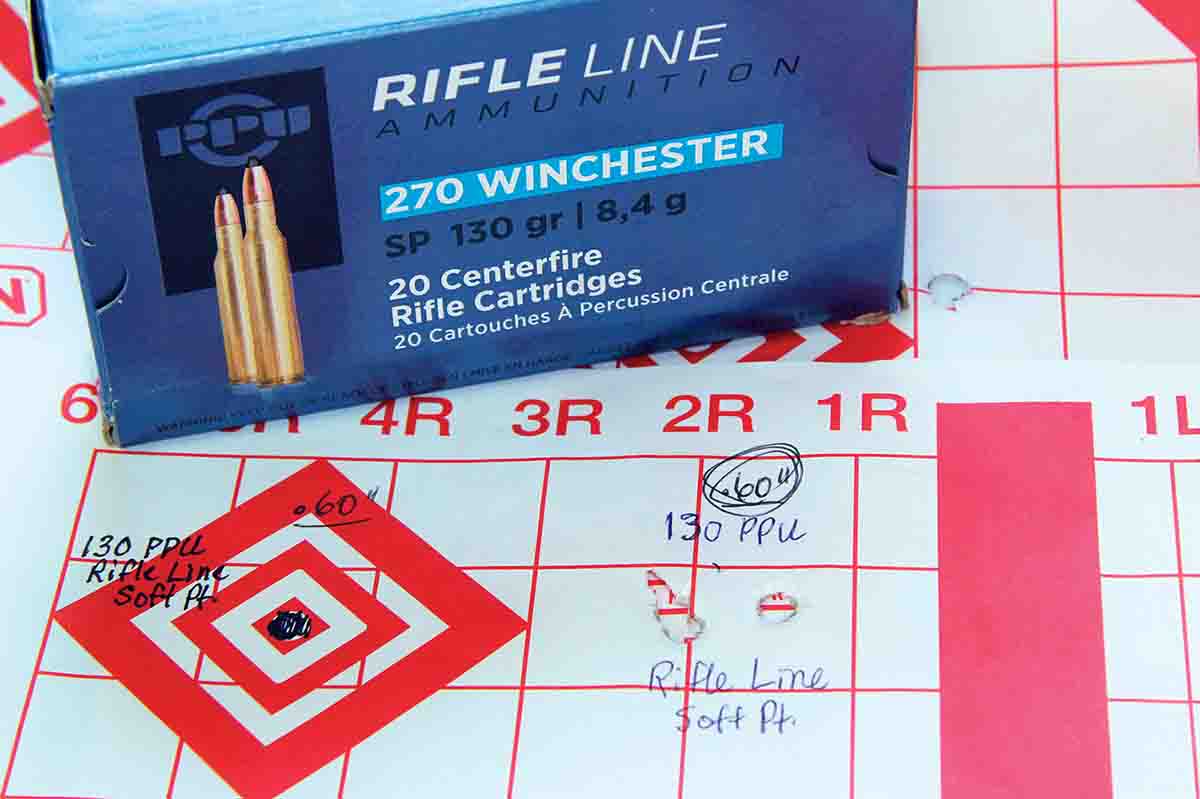 The best 100-yard group fired while testing the Mauser M18 Savanna was with PPU’s Rifle Line factory ammunition loaded with a 130-grain softpoint and sent at 2,872 fps. That group measured .60 inch center-to-center.
